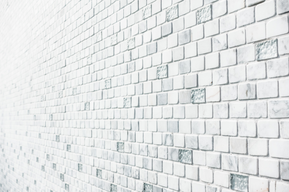 white brick wall bathroom cladding